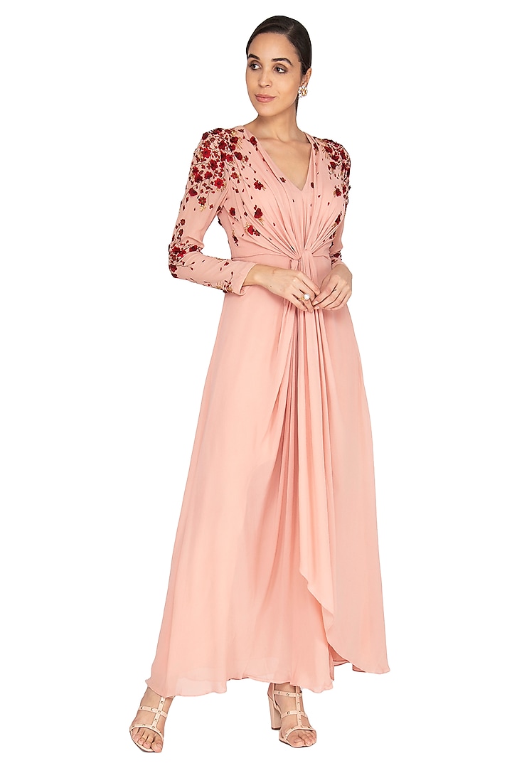Powder Pink Embroidered Dress by Lavender