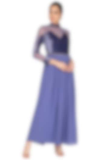 Moss Embellished Pleated Gown by Lavender