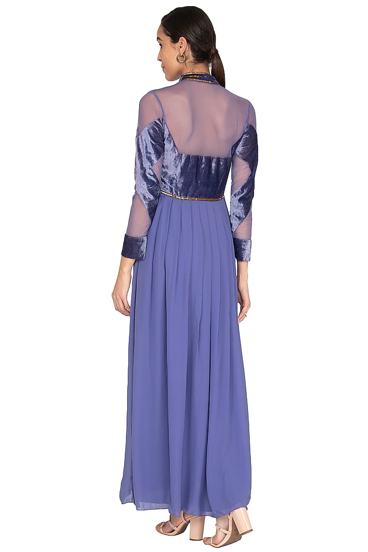 Moss Embellished Pleated Gown by Lavender at Pernia's Pop Up Shop