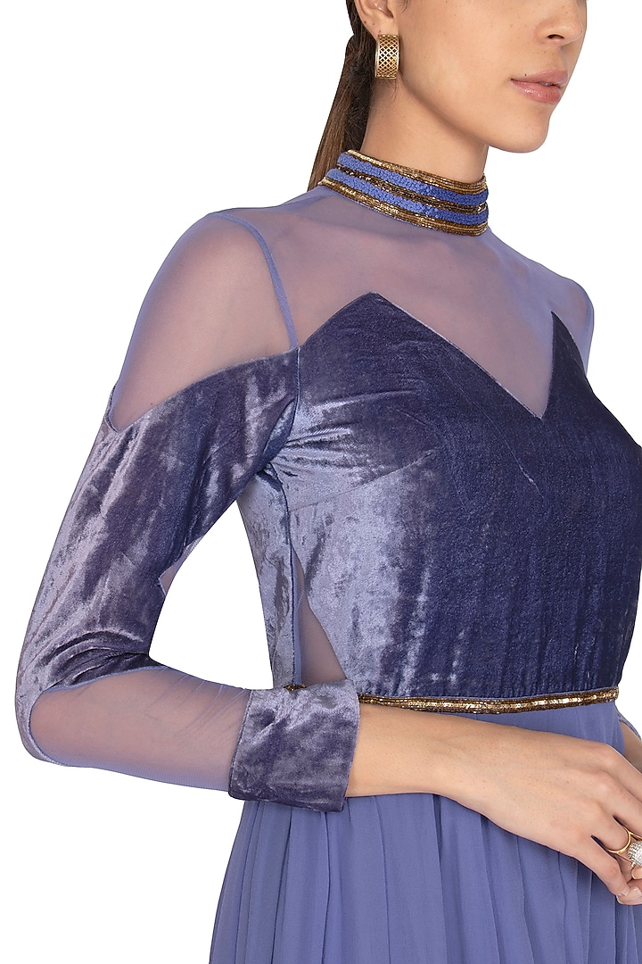Moss Embellished Pleated Gown by Lavender at Pernia's Pop Up Shop