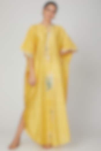 Yellow Jaal Embroidered Kaftan by Lavender
