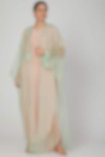 Pink Embroidered Kaftan With Dress by Lavender