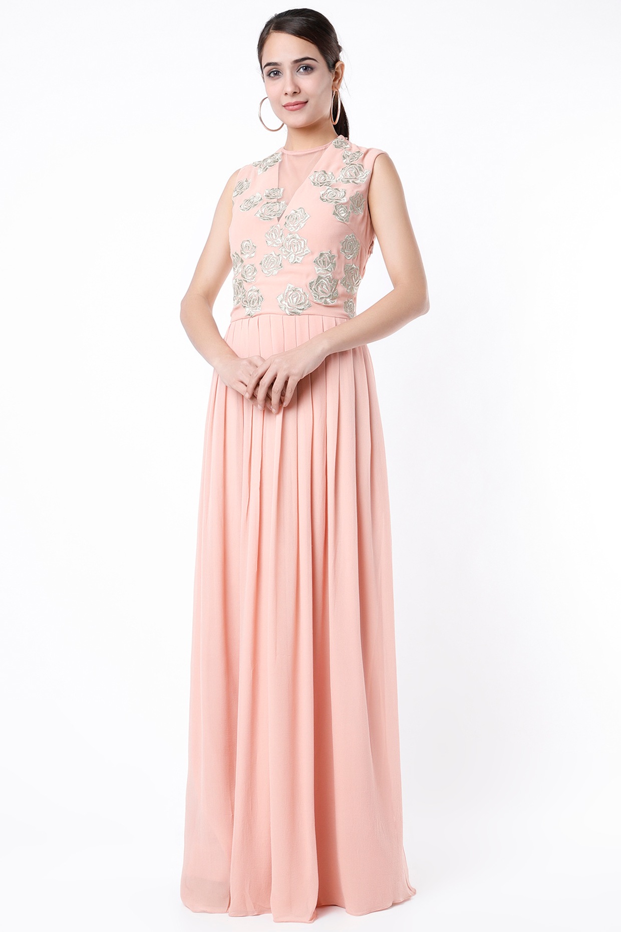 blush pink embroidered dress