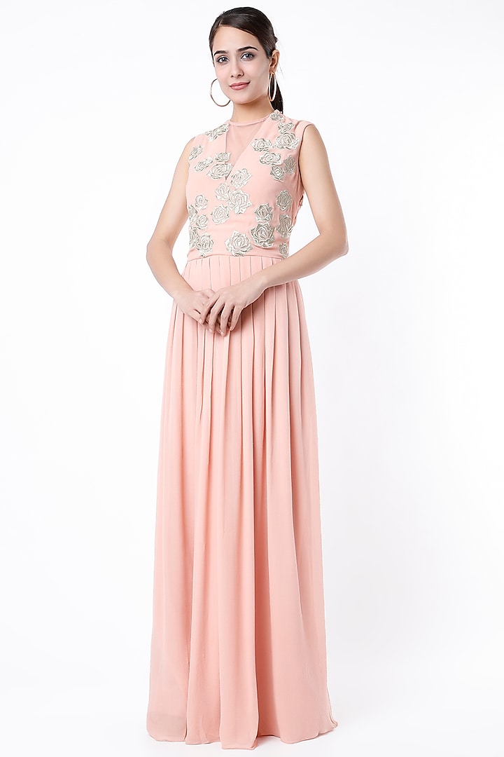 Blush Pink Rose Embroidered Dress by Lavender
