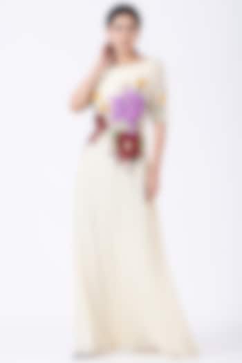White Hand Embroidered Gown by Lavender