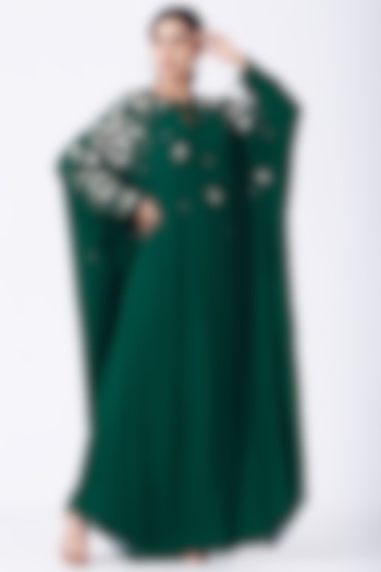 Emerald Green Embroidered Kaftan by Lavender