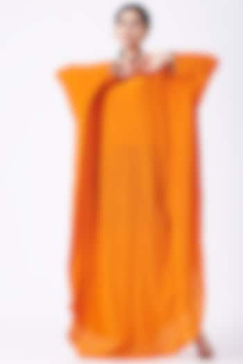 Orange Silk Crepe Kaftan by Lavender