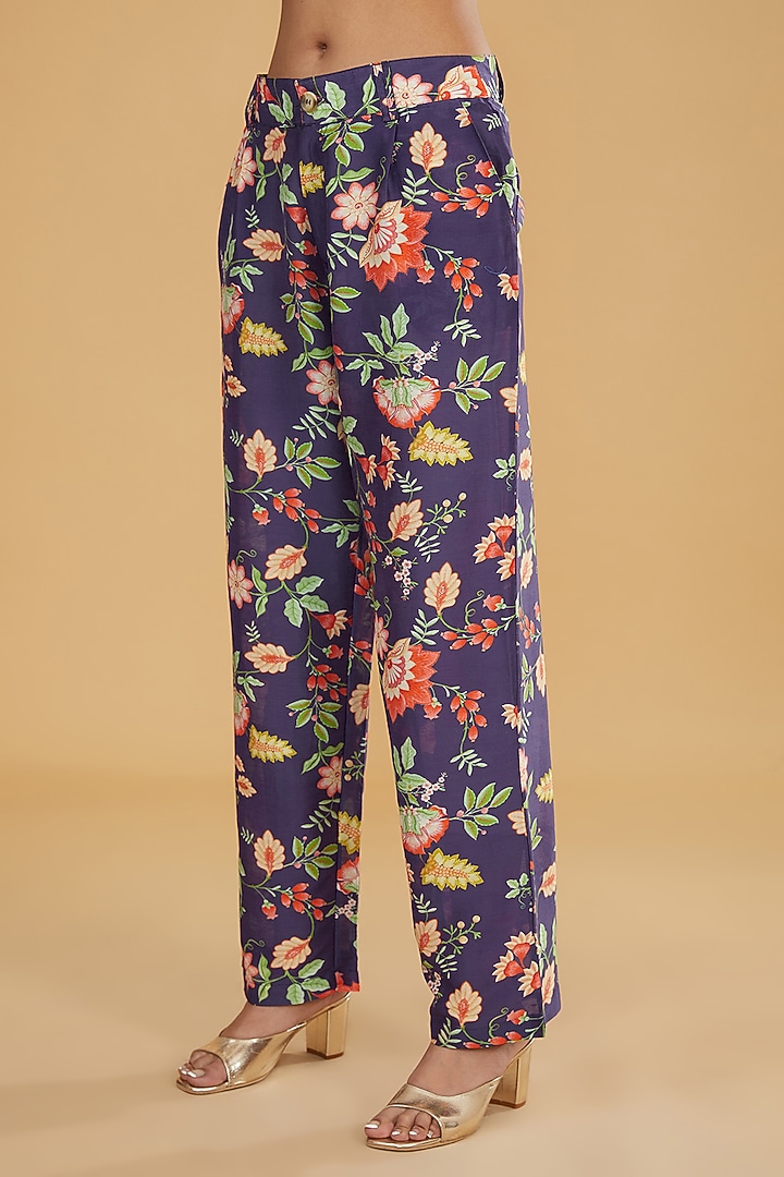 Purple Silk Chanderi Digital Printed & Beaded Work Co-Ord Set by HUMDUM at Pernia's Pop Up Shop