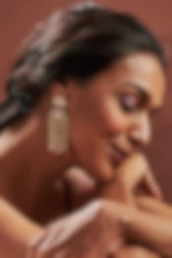 Gold Finish Moissanite Polki Dangler Earrings In Sterling Silver by Hunar at Pernia's Pop Up Shop