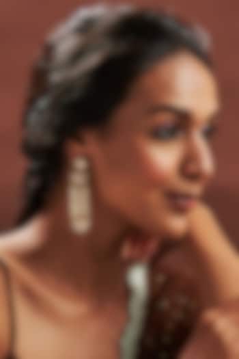 Gold Finish Moissanite Polki Dangler Earrings In Sterling Silver by Hunar at Pernia's Pop Up Shop