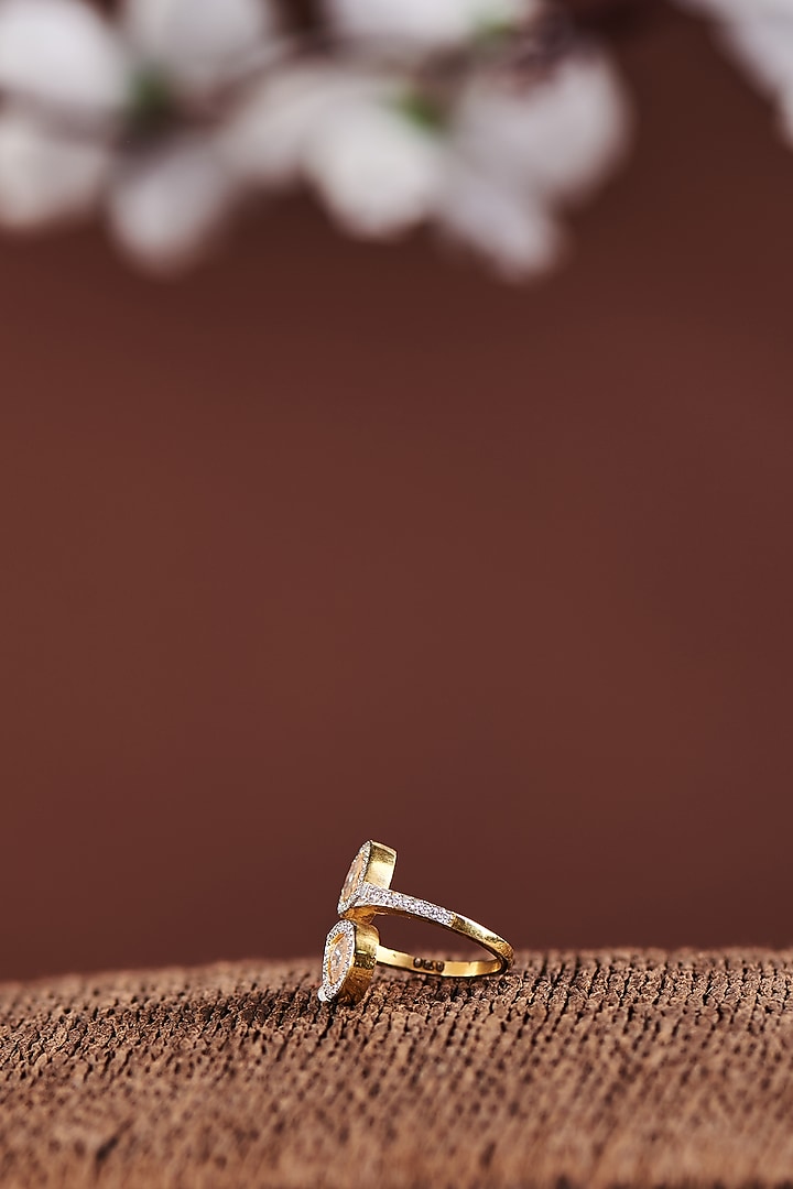 Gold Finish Moissanite Polki Ring In Sterling Silver by Hunar at Pernia's Pop Up Shop