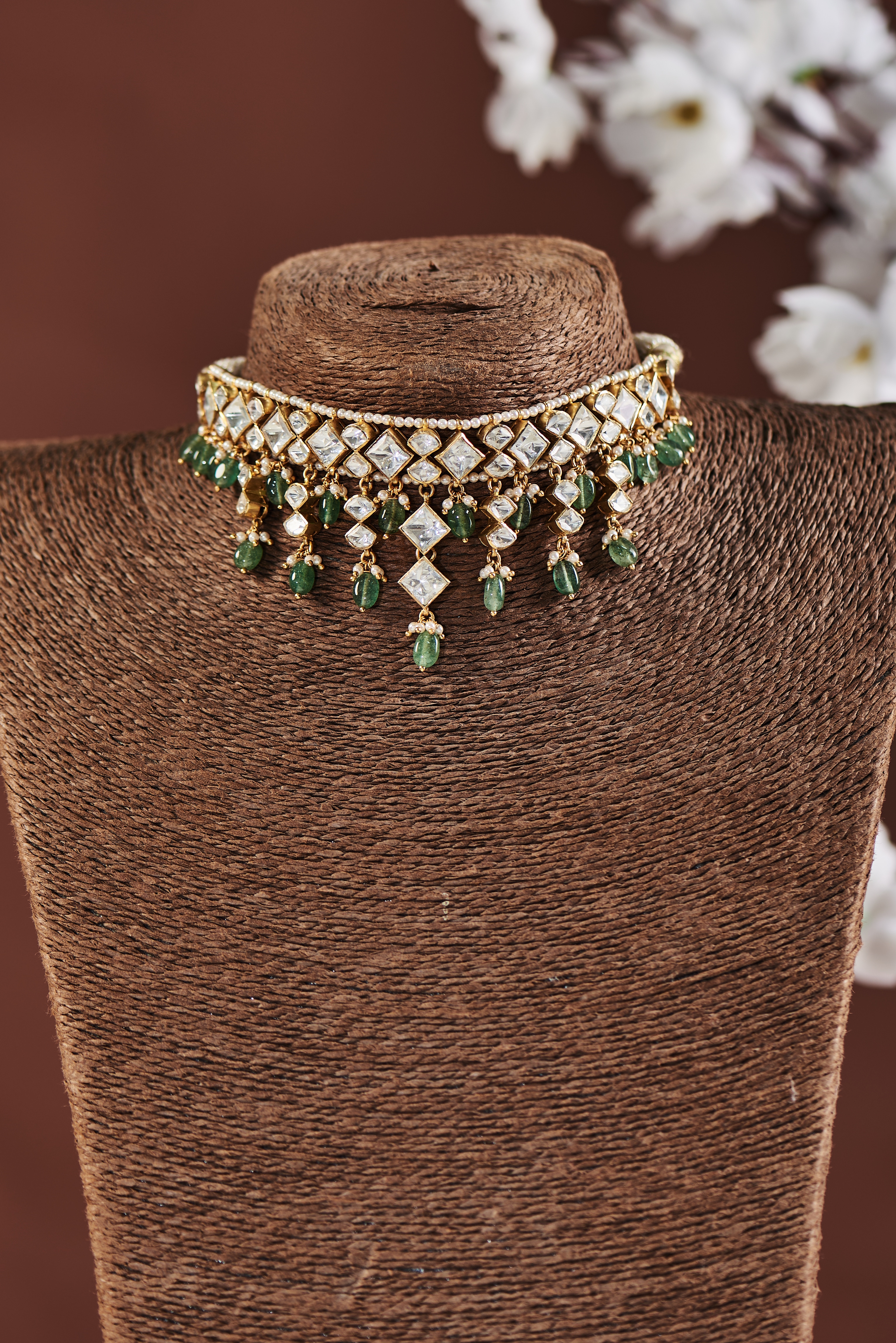 Polki sale emerald choker