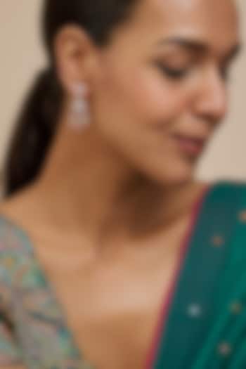 Gold Finish Moissanite Polki & Red Stone Dangler Earrings In Sterling Silver by Hunar at Pernia's Pop Up Shop
