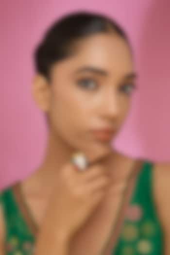 Gold Finish Kundan Polki & Multi-Colored Stone Ring by Hunar at Pernia's Pop Up Shop