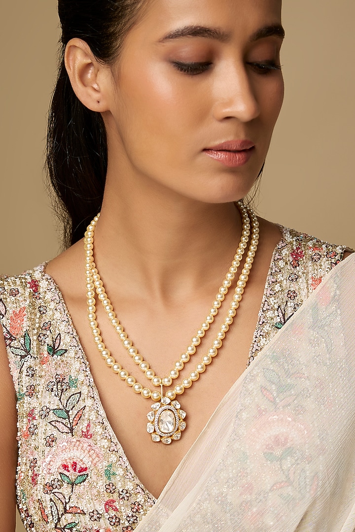 Gold Pearl Long Necklace by Hunar at Pernia's Pop Up Shop