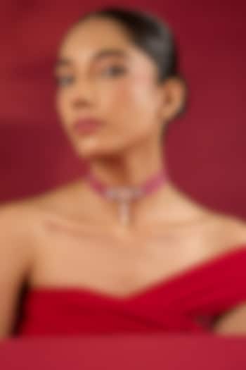 Gold Finish Kundan Polki & Ruby Stone Choker Necklace by Hunar at Pernia's Pop Up Shop