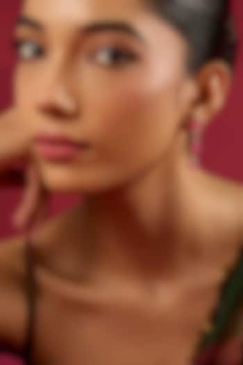 Gold Finish Kundan Polki & Ruby Stone Dangler Earrings by Hunar at Pernia's Pop Up Shop