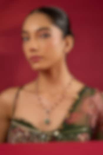 Gold Finish Kundan Polki & Emerald Stone Long Necklace by Hunar at Pernia's Pop Up Shop