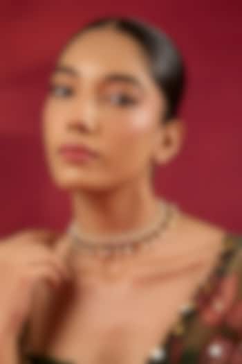 Gold Finish Kundan Polki & Pearl Choker Necklace by Hunar at Pernia's Pop Up Shop