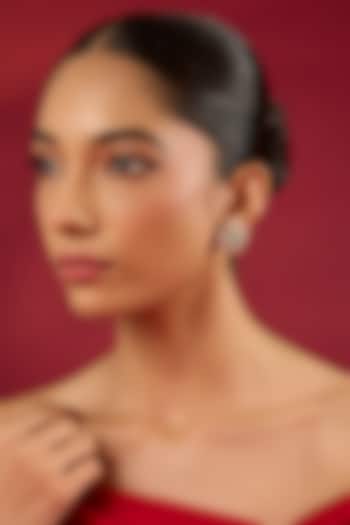 Gold Finish Kundan Polki & Emerald Stone Stud Earrings by Hunar at Pernia's Pop Up Shop