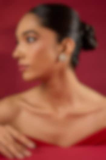 Gold Finish Kundan Polki & Turquoise Stone Stud Earrings by Hunar at Pernia's Pop Up Shop