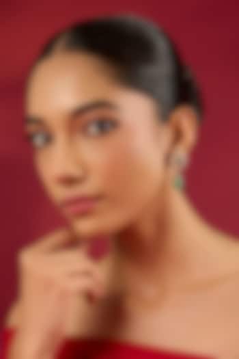 Gold Finish Kundan Polki & Emerald Stone Dangler Earrings by Hunar at Pernia's Pop Up Shop