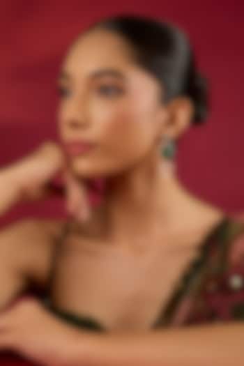 Gold Finish Kundan Polki & Emerald Stone Dangler Earrings by Hunar at Pernia's Pop Up Shop