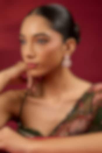 Gold Finish Kundan Polki & White Stone Dangler Earrings by Hunar at Pernia's Pop Up Shop