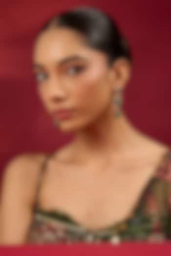 Gold Finish Kundan Polki & Emerald Stone Dangler Earrings by Hunar at Pernia's Pop Up Shop