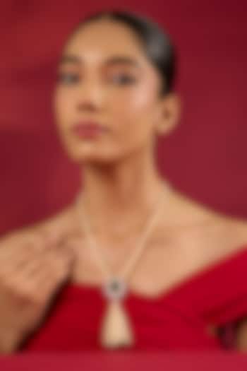 Gold Finish Kundan Polki & Pearl Long Necklace by Hunar at Pernia's Pop Up Shop