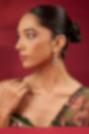 Gold Finish Kundan Polki & Emerald Stone Dangler Earrings by Hunar at Pernia's Pop Up Shop