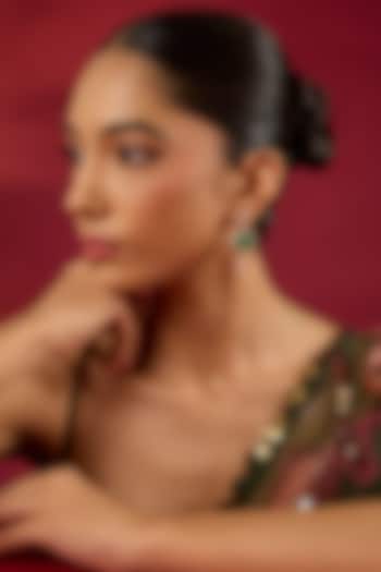 Gold Finish Kundan Polki & Emerald Stone Dangler Earrings by Hunar at Pernia's Pop Up Shop