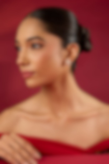 Gold Finish Kundan Polki & White Stone Stud Earrings by Hunar at Pernia's Pop Up Shop