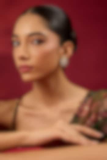 Gold Finish Kundan Polki & White Stone Stud Earrings by Hunar at Pernia's Pop Up Shop