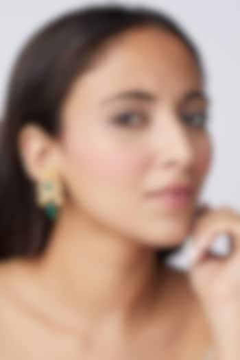 Gold Finish Pearl Dangler Earrings In Sterling Silver by Hunar at Pernia's Pop Up Shop