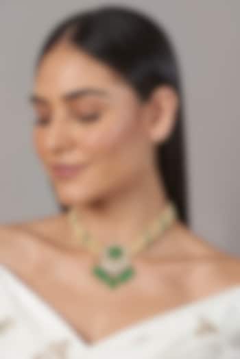 Gold Finish Pearl Necklace In Sterling Silver by Hunar at Pernia's Pop Up Shop