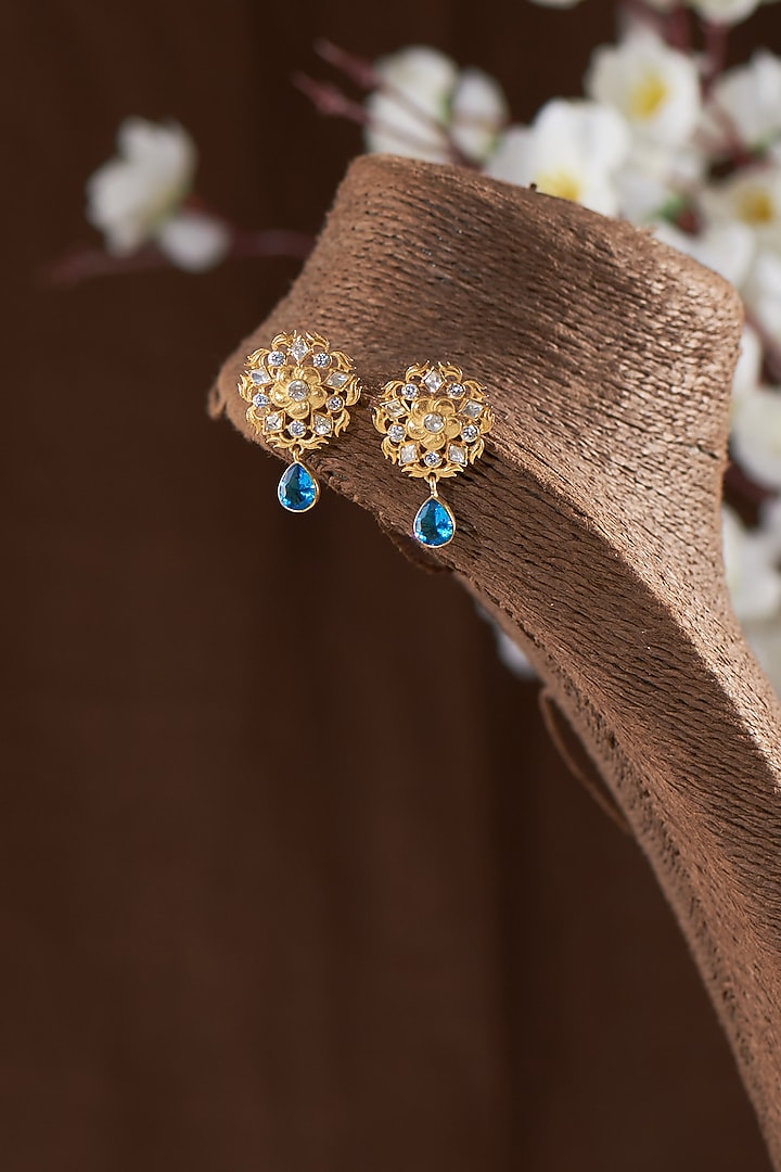 Jewellery Stone Changing Earrings Designs Gold Finish Moissanite