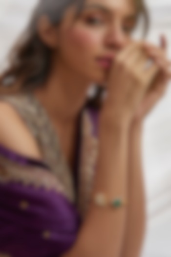 Gold Finish Moissanite Polki Bracelet In Sterling Silver by Hunar at Pernia's Pop Up Shop