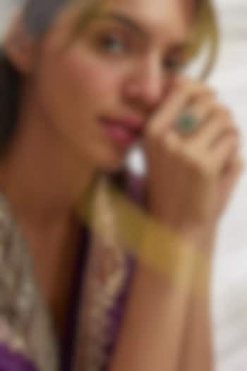 Two Tone Finish Moissanite Polki Ring In Sterling Silver by Hunar at Pernia's Pop Up Shop