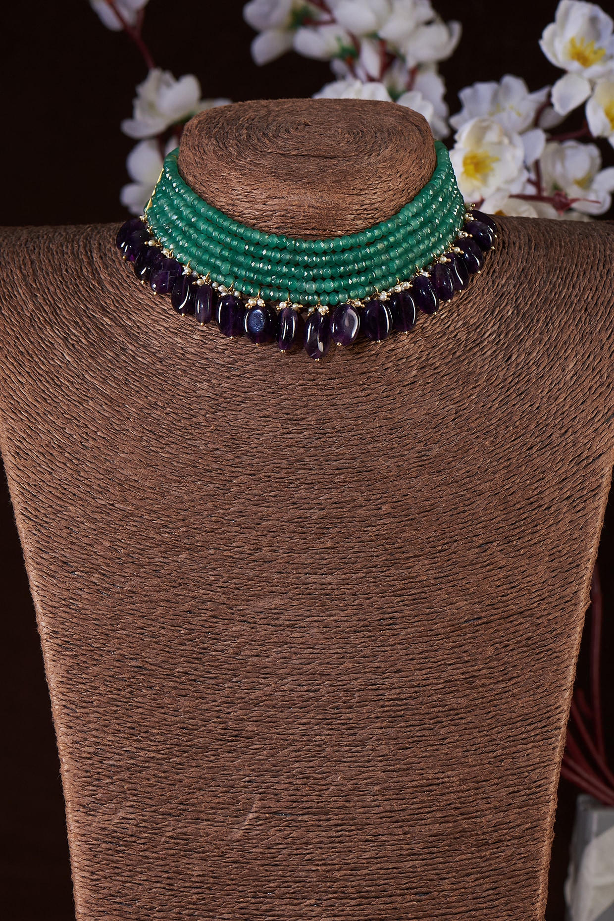 Oxidized Silver Purple Necklace Set