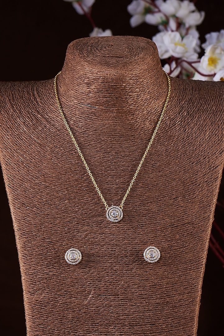 Gold Finish Moissanite Polki Necklace Set In Sterling Silver by Hunar at Pernia's Pop Up Shop