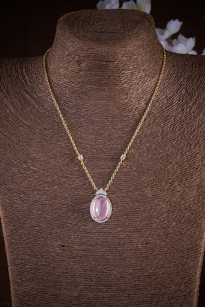 Gold Finish Moissanite Polki Necklace In Sterling Silver by Hunar at Pernia's Pop Up Shop