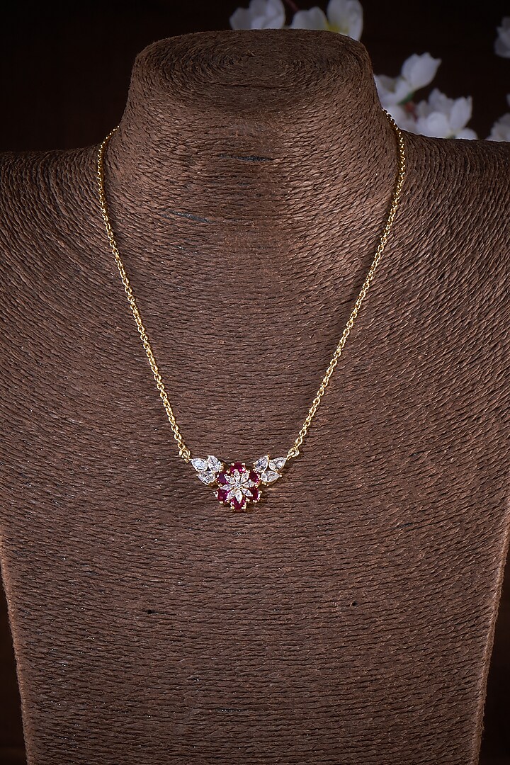 Gold Finish Moissanite Polki Necklace In Sterling Silver by Hunar at Pernia's Pop Up Shop