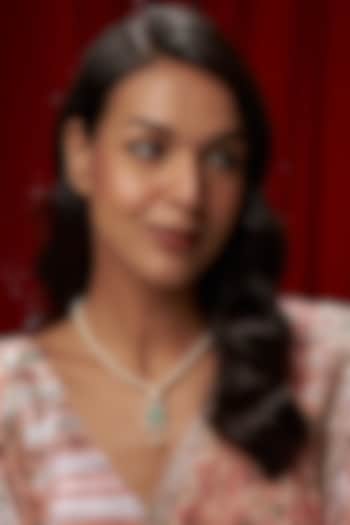 Gold Finish Moissanite Polki & Emerald Necklace In Sterling Silver by Hunar at Pernia's Pop Up Shop