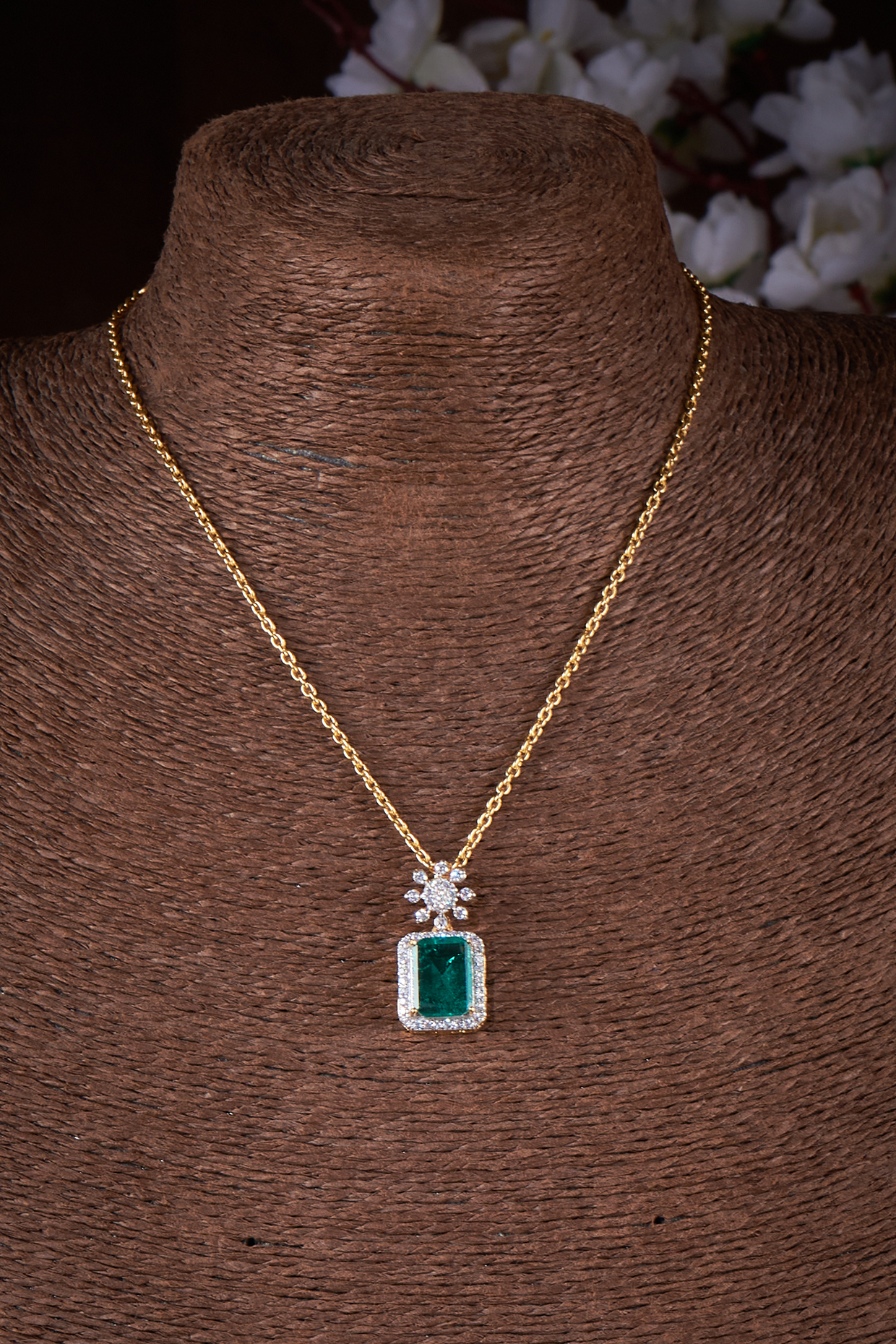Gold Finish Moissanite Polki Necklace In Sterling Silver. by Hunar