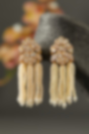 Gold Finish Moissanite Polki Earrings in Sterling Silver by Hunar at Pernia's Pop Up Shop