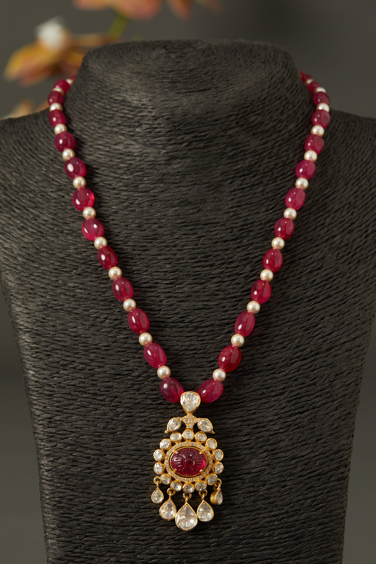 Buy Cardinal Red Kundan Multicolor Long Necklace Set at Amazon.in