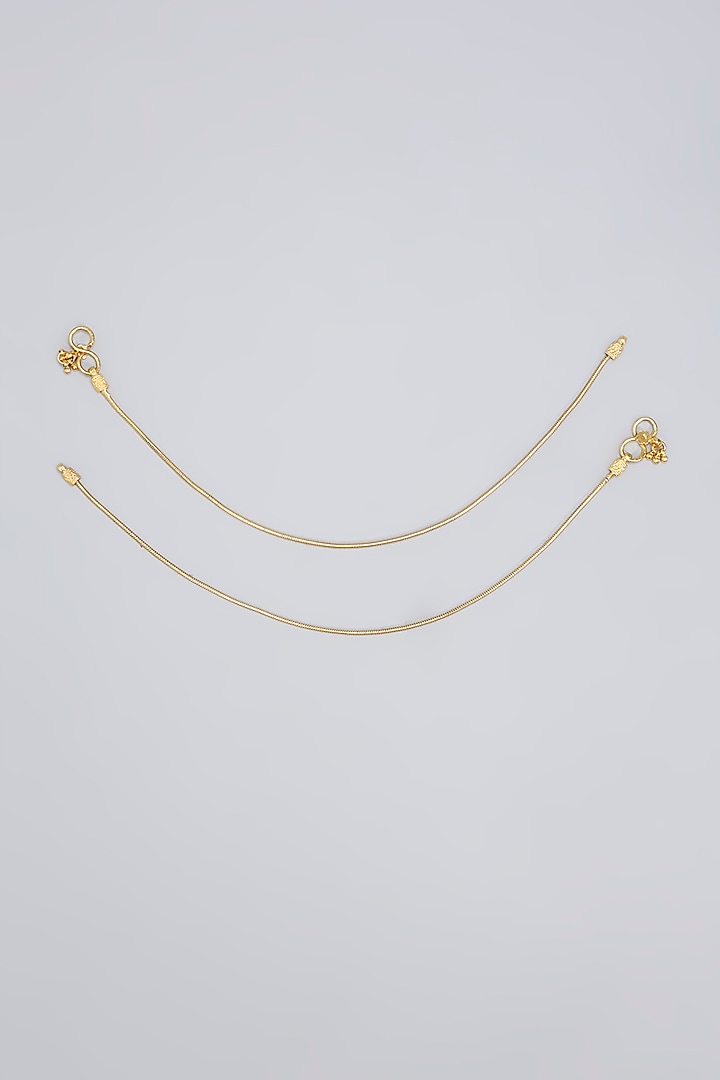 Gold Finish Moissanite Polki Anklets In Sterling Silver (Set Of 2) by Hunar at Pernia's Pop Up Shop