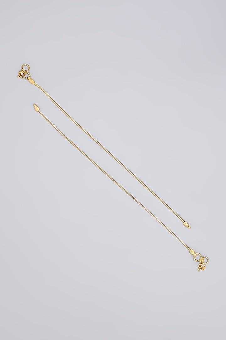 Gold Finish Moissanite Polki Anklets In Sterling Silver (Set Of 2) by Hunar at Pernia's Pop Up Shop