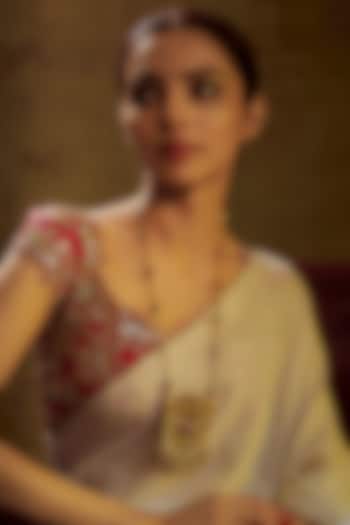 Gold Finish Moissanite Polki Temple Necklace In Sterling Silver by Hunar at Pernia's Pop Up Shop